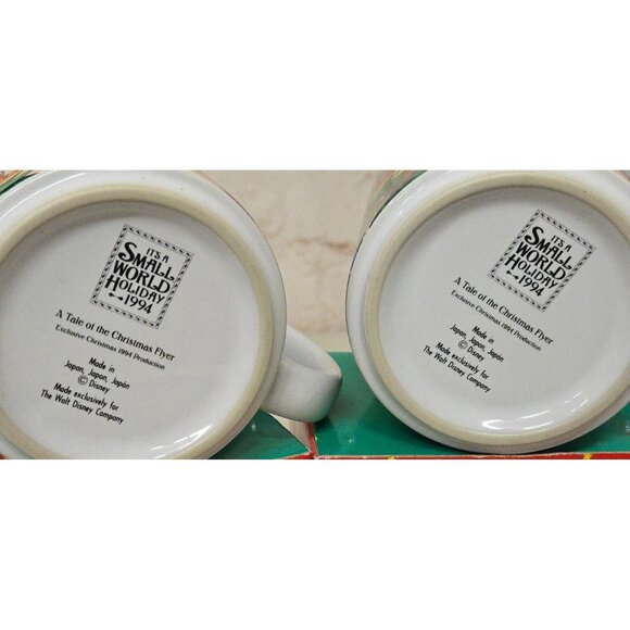 NIB 2 Vintage Disney Mugs Small World 1994 Winnie The Pooh & Friends Christmas - Picture 3 of 3